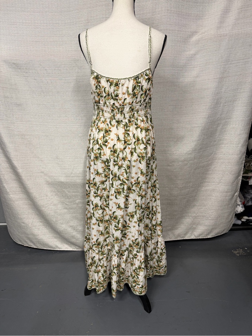 Max Studio White Maxi Dress with Green Floral Print - Picture 4 of 6